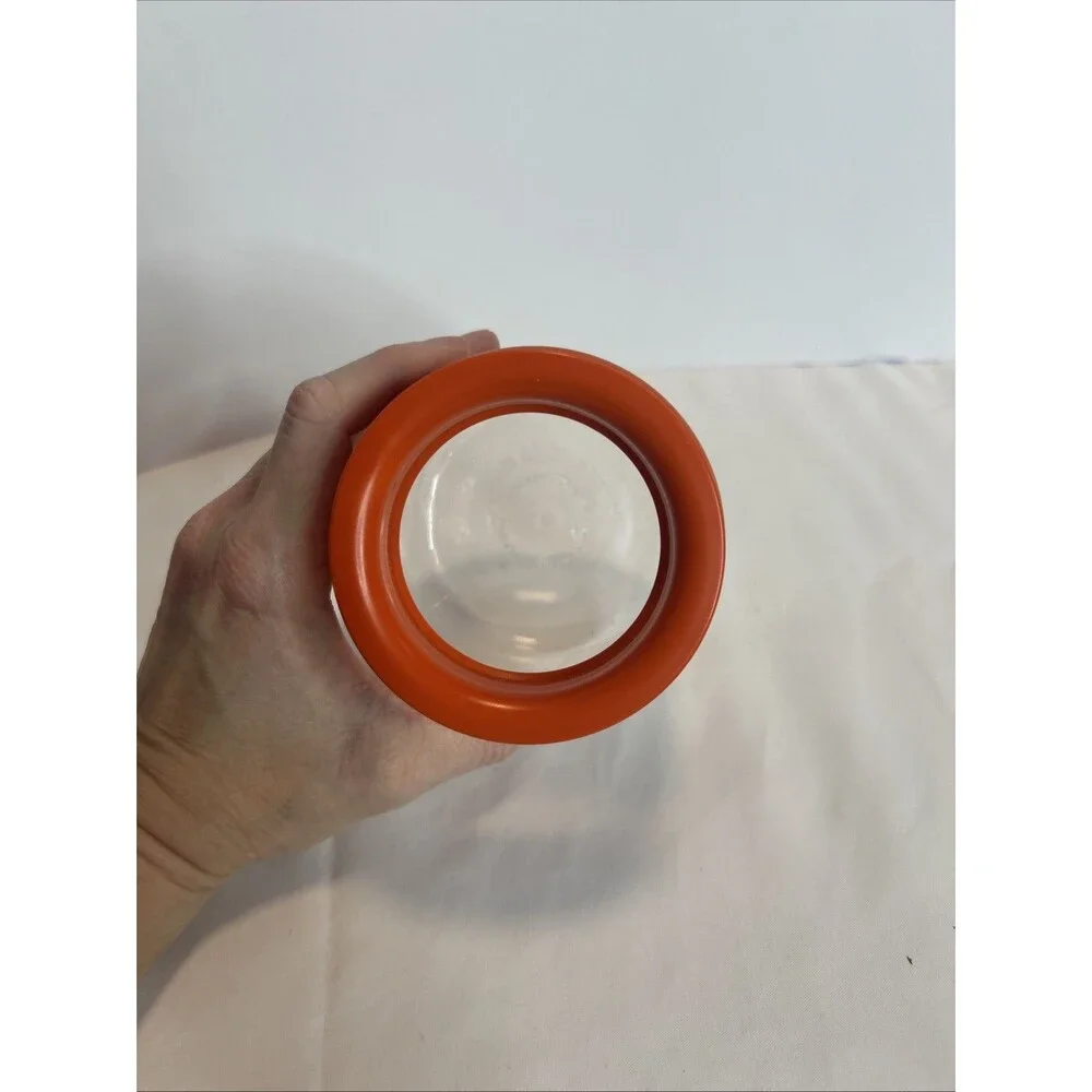 Tupperware #1477.11 Acrylic Canister .5 Liter 2 1/4 CupSheer Lid Orange Vintage